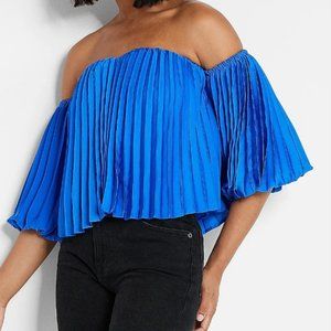 Express Women's Pleated Off The Shoulder Balloon Sleeve Top